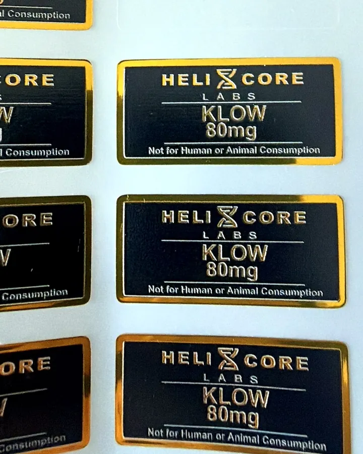Helixcore gold-border labels