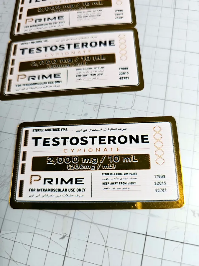 Testosterone gold-border labels