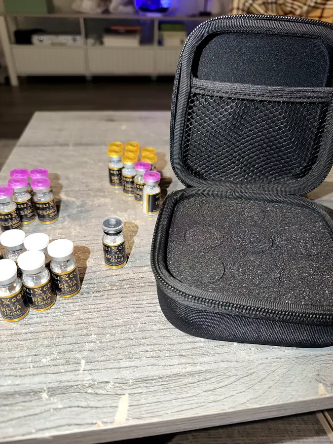 Vial case open with vials